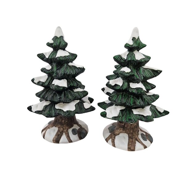 Dickens Collectables 2 Tree Figurines Accessory Hand Painted Porcelain - Picture 4 of 9